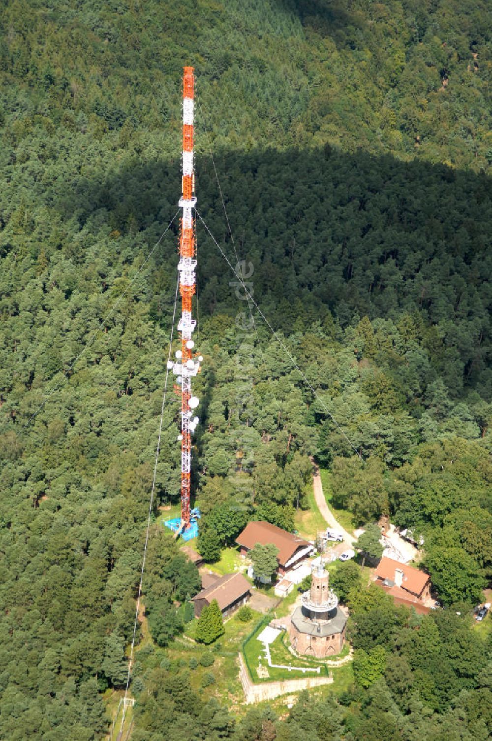 Neustadt an der Weinstrasse von oben - Sendemast bei Neustadt an der Weinstrasse