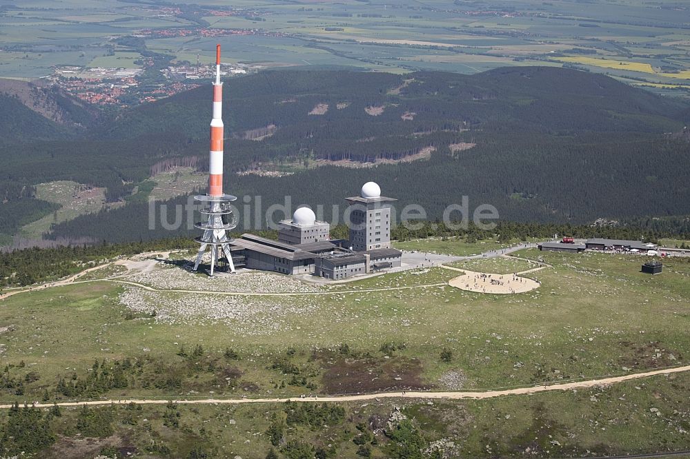 Brocken von oben - Sendemast auf dem Brocken im Bundesland Sachsen-Anhalt