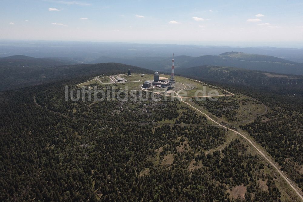 Brocken von oben - Sendemast auf dem Brocken im Bundesland Sachsen-Anhalt