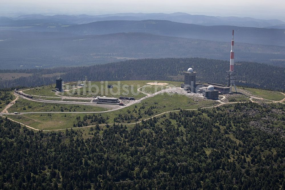 Luftbild Brocken - Sendemast auf dem Brocken im Bundesland Sachsen-Anhalt