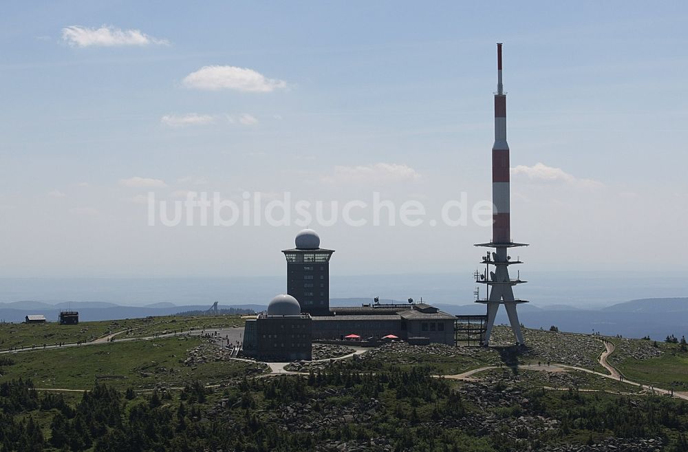 Brocken von oben - Sendemast auf dem Brocken im Bundesland Sachsen-Anhalt