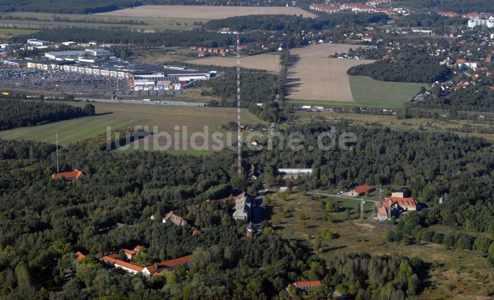 Königs Wusterhausen aus der Vogelperspektive: Sendemast auf dem Funkerberg in Königs Wusterhausen Brandenburg