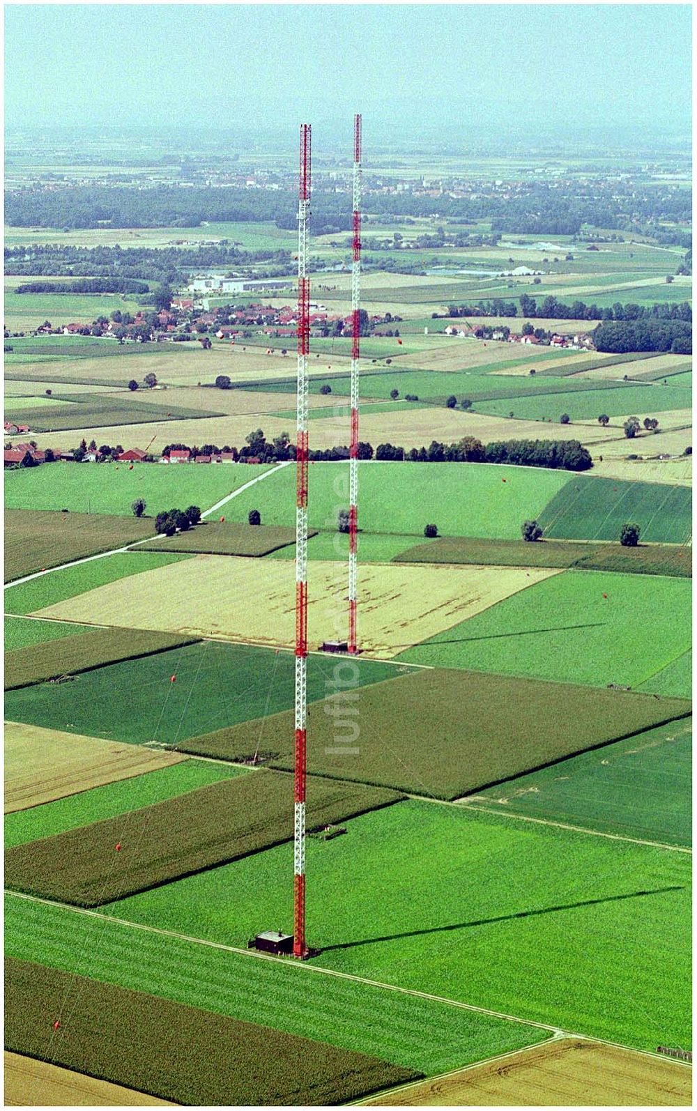 Deggendorf von oben - Sendemast östlich von Deggendorf