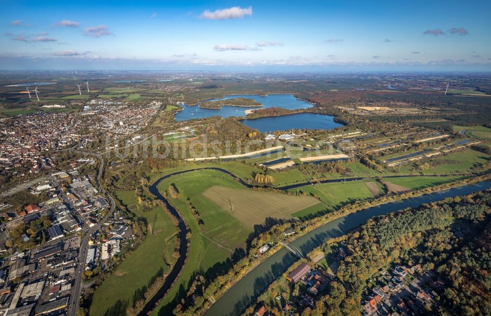 Luftaufnahme Haltern am See - Serpentinenförmiger Kurvenverlauf des Flusses Lippe in Haltern am See im Bundesland Nordrhein-Westfalen, Deutschland