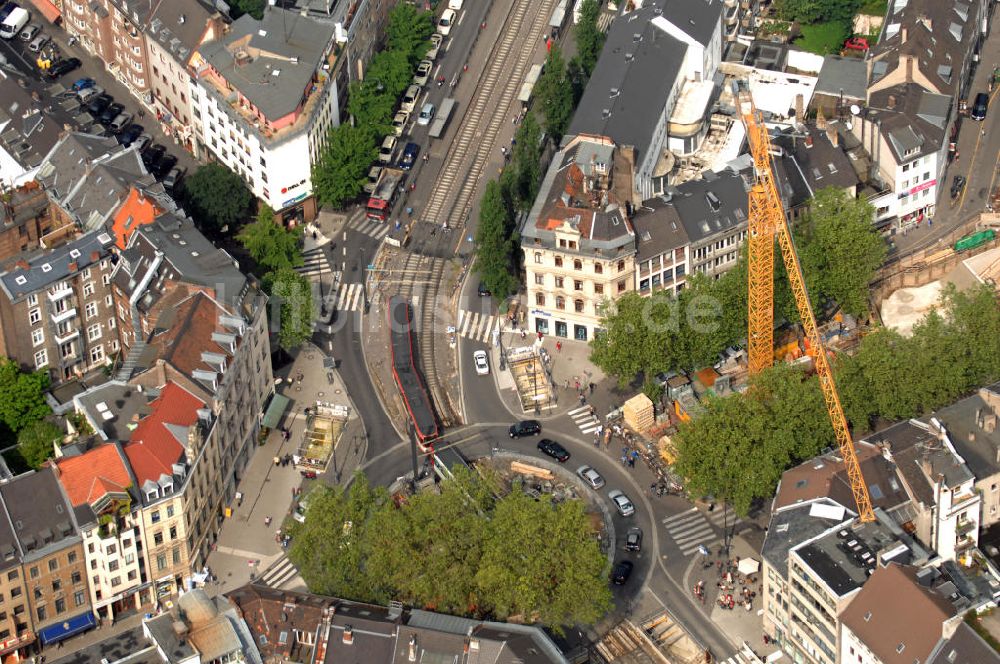 Köln aus der Vogelperspektive: Severinstorburg Chlodwigplatz U-Bahnbau