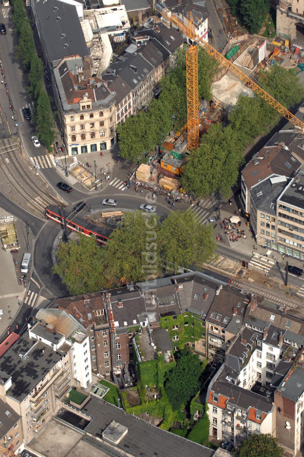 Luftaufnahme Köln - Severinstorburg Chlodwigplatz U-Bahnbau