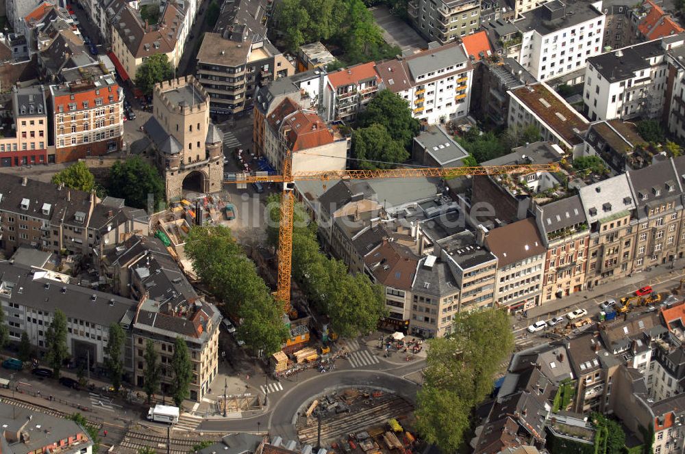 Köln von oben - Severinstorburg Chlodwigplatz U-Bahnbau