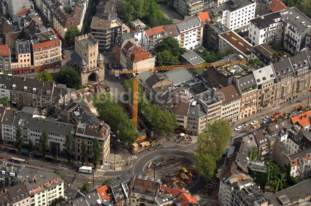 Köln aus der Vogelperspektive: Severinstorburg Chlodwigplatz U-Bahnbau