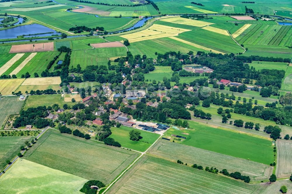 Kranenburg aus der Vogelperspektive: Siedlungsgebiet Brobergen an der Oste in Kranenburg Landkreis Stade im Bundesland Niedersachsen, Deutschland