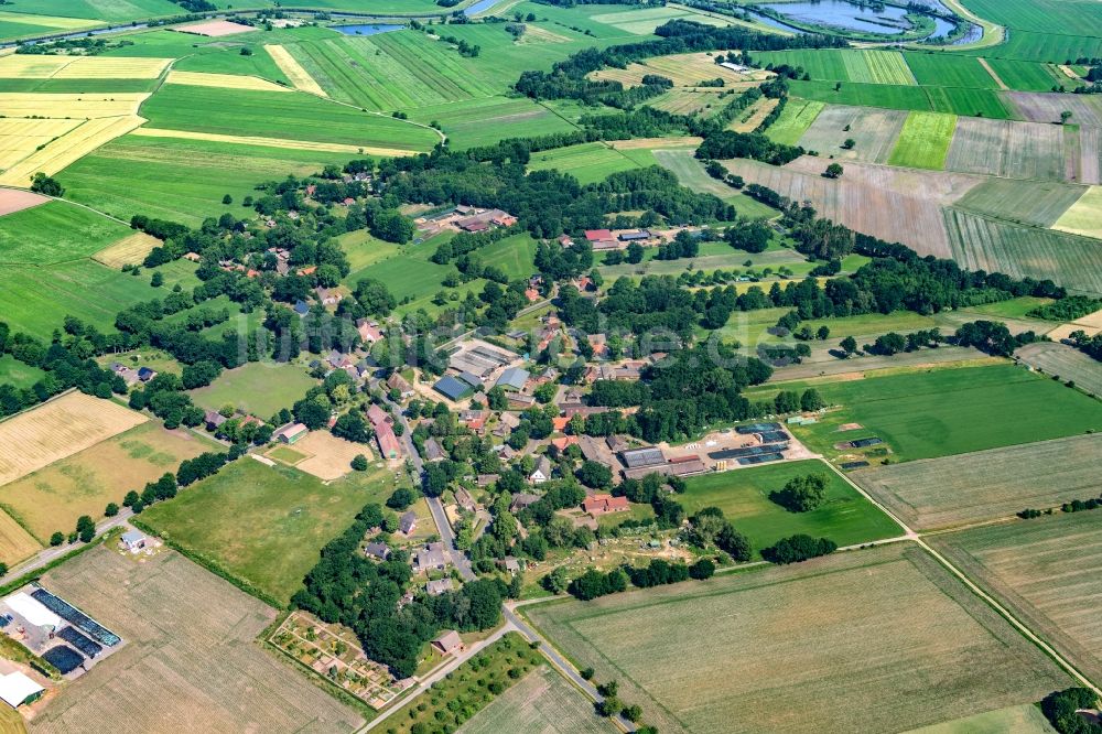 Luftaufnahme Kranenburg - Siedlungsgebiet Brobergen an der Oste in Kranenburg Landkreis Stade im Bundesland Niedersachsen, Deutschland