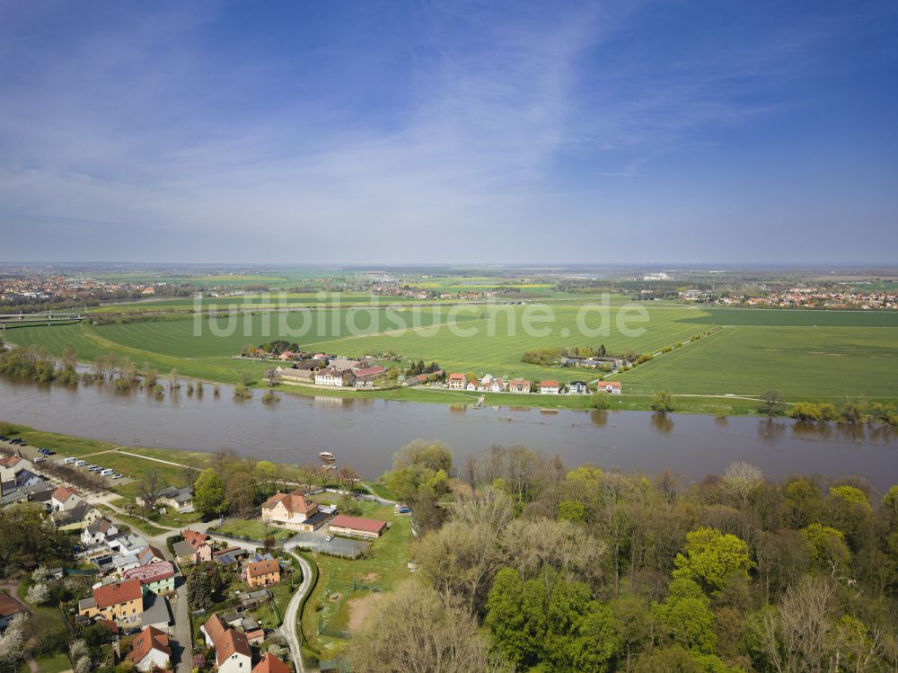 Luftbild Riesa - Siedlungsgebiet an der Elbe in Riesa im Bundesland Sachsen, Deutschland