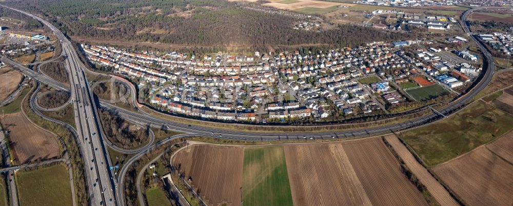 Luftaufnahme Schwetzingen - Siedlungsgebiet Hirschacker in Schwetzingen im Bundesland Baden-Württemberg, Deutschland