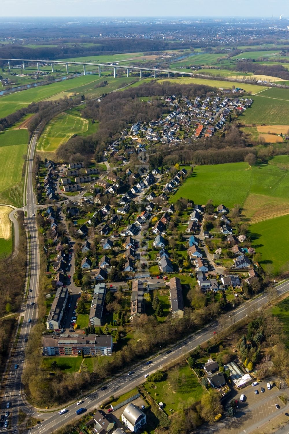 Kettwig von oben - Siedlungsgebiet Icktener Siedlung in Kettwig im Bundesland Nordrhein-Westfalen, Deutschland