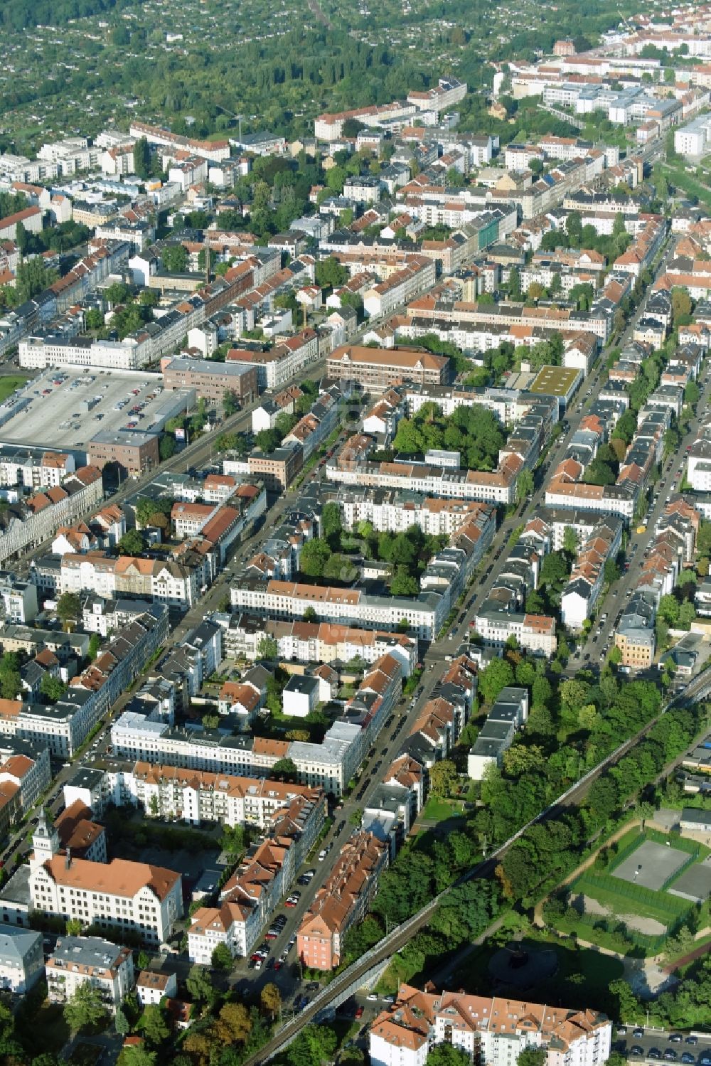 Luftbild Leipzig - Siedlungsgebiet im Ortsteil Gohlis in Leipzig im Bundesland Sachsen, Deutschland