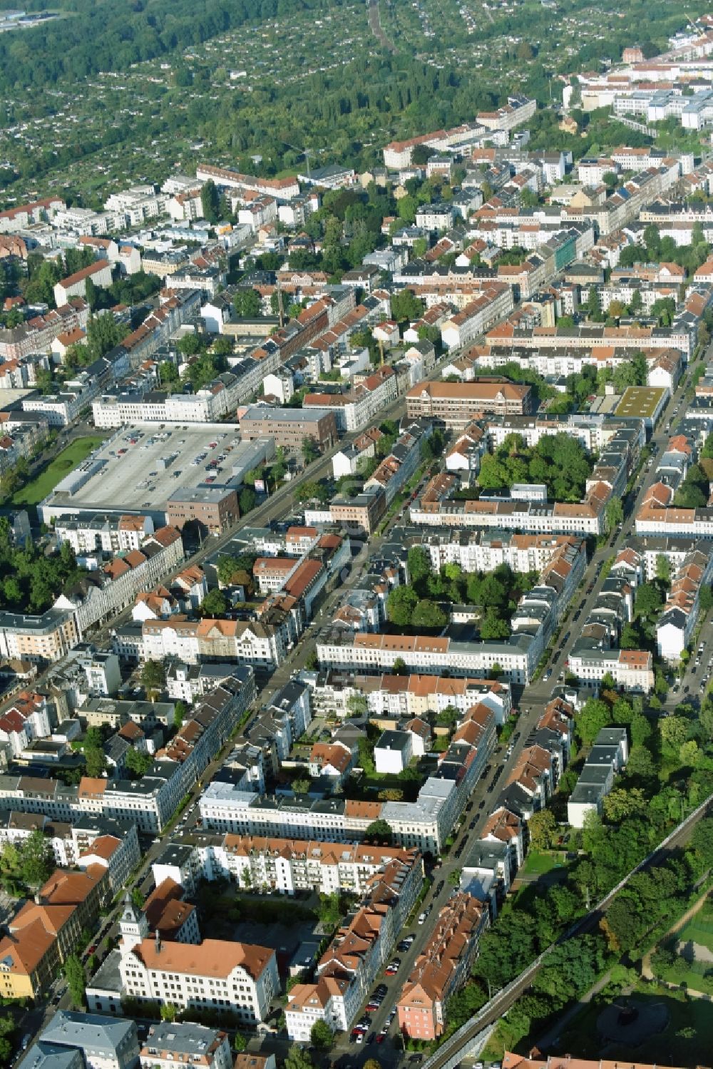 Luftaufnahme Leipzig - Siedlungsgebiet im Ortsteil Gohlis in Leipzig im Bundesland Sachsen, Deutschland