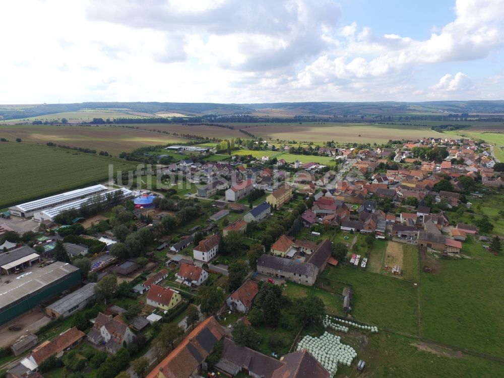 Kaiserpfalz von oben - Siedlungsgebiet im Ortsteil Memleben in Kaiserpfalz im Bundesland Sachsen-Anhalt, Deutschland