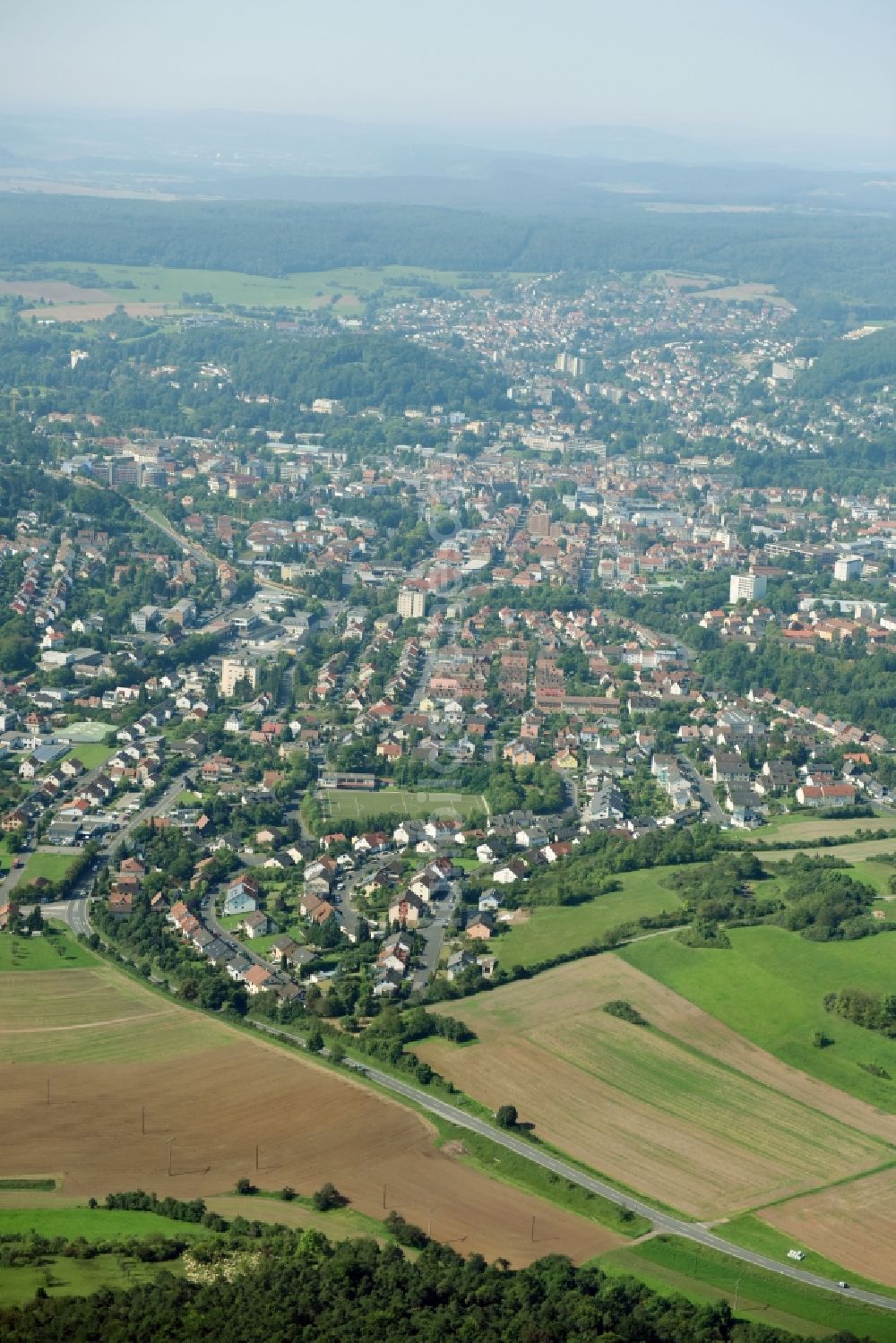 Luftaufnahme Bad Kissingen - Siedlungsgebiet im Ortsteil Winkels in Bad Kissingen im Bundesland Bayern, Deutschland