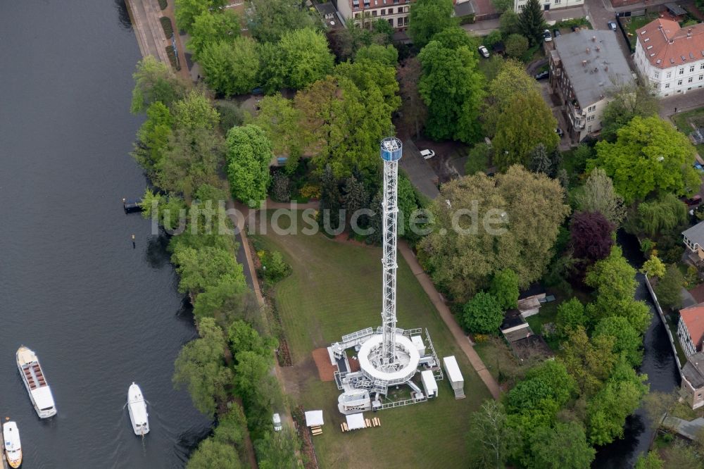 Luftaufnahme Brandenburg an der Havel - Skyliner auf der Bundesgartenschau 2015 in Brandenburg an der Havel im Bundesland Brandenburg