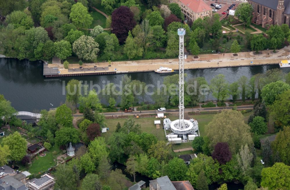 Brandenburg an der Havel aus der Vogelperspektive: Skyliner auf der Bundesgartenschau 2015 in Brandenburg an der Havel im Bundesland Brandenburg