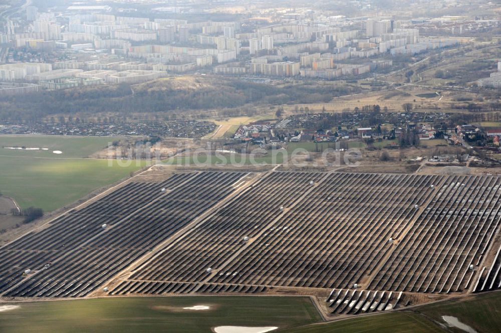 Ahrensfelde OT Eiche aus der Vogelperspektive: Solarpark Ahrensfelde OT Eiche