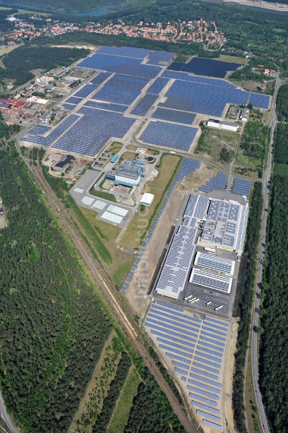 Lauta von oben - Solarpark Lauta in Sachsen