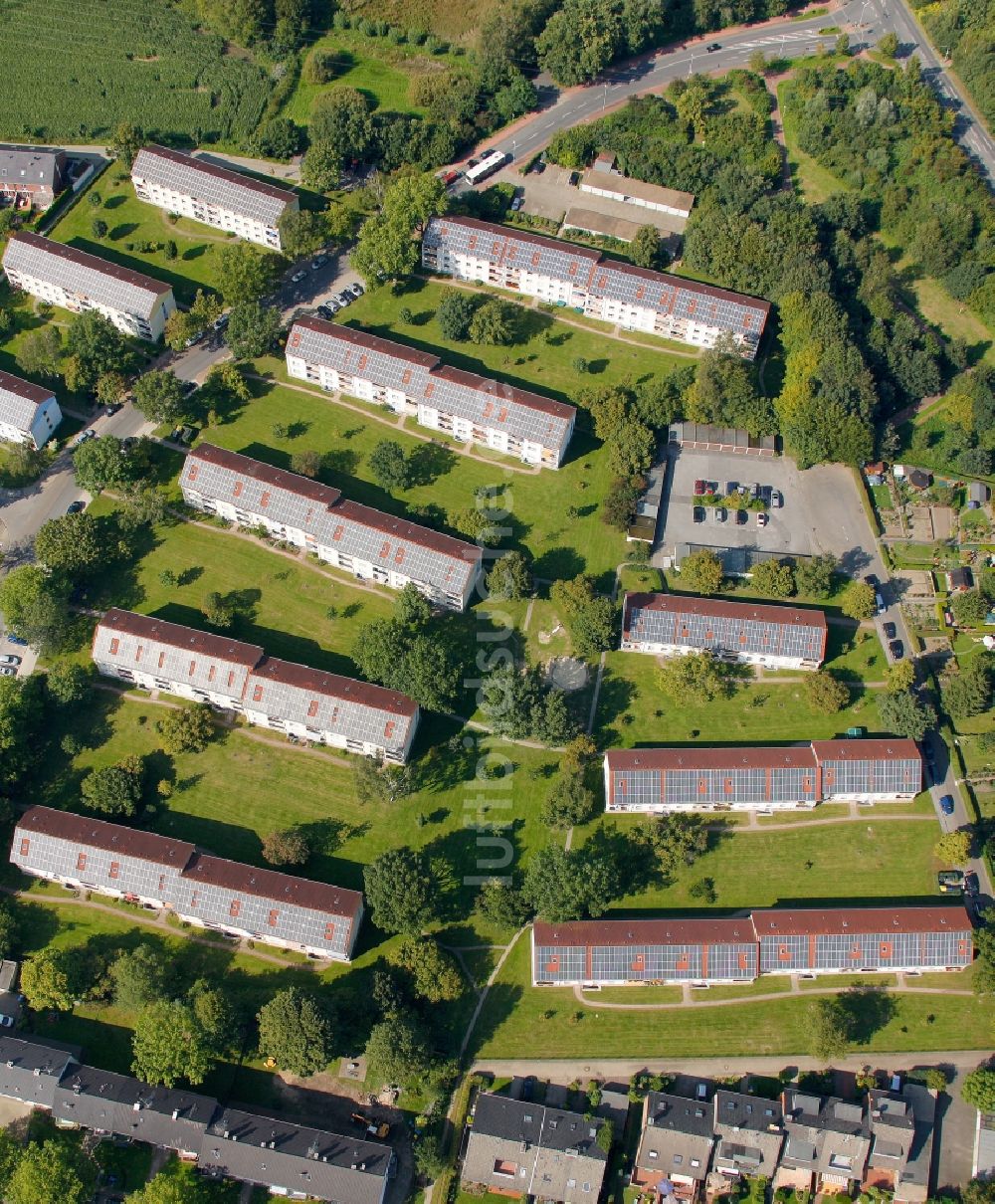 Gelsenkirchen aus der Vogelperspektive: Solarsiedlung Gelsenkirchen-Schaffrath in Gelsenkirchen im Bundesland Nordrhein-Westfalen