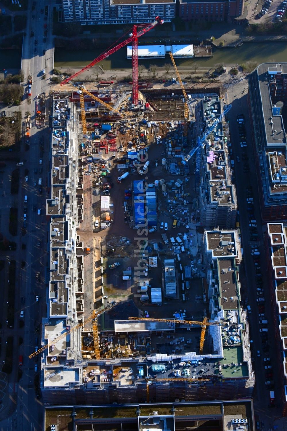 Luftaufnahme Hamburg - SonninPark Baustelle zum Neubau einer Mehrfamilienhaus-Wohnanlage in Hamburg, Deutschland