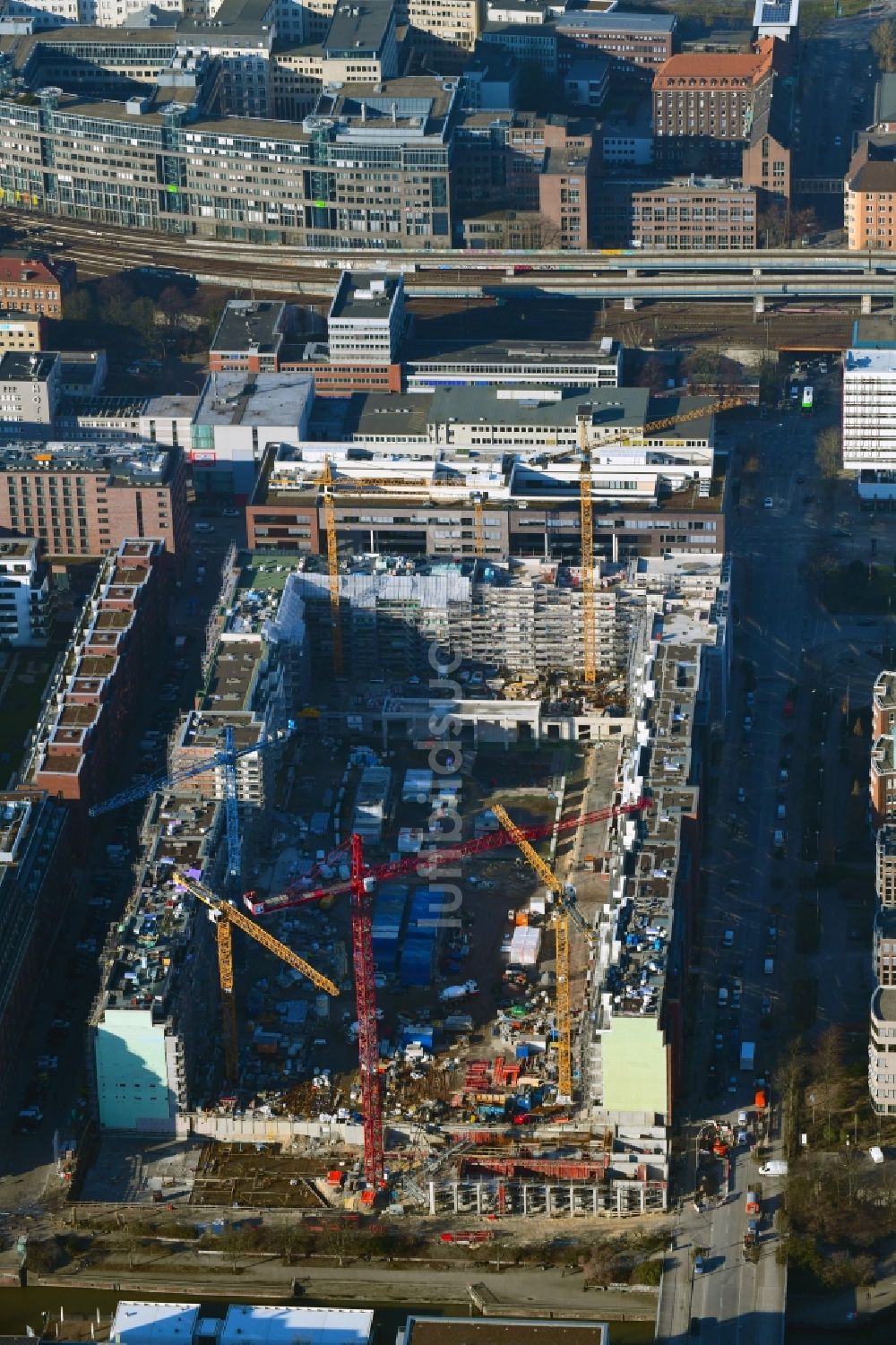 Luftaufnahme Hamburg - SonninPark Baustelle zum Neubau einer Mehrfamilienhaus-Wohnanlage in Hamburg, Deutschland