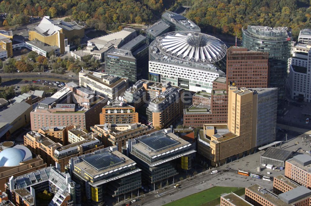 Luftaufnahme Berlin - Sony Center am Potsdamer Platz in Berlin Mitte