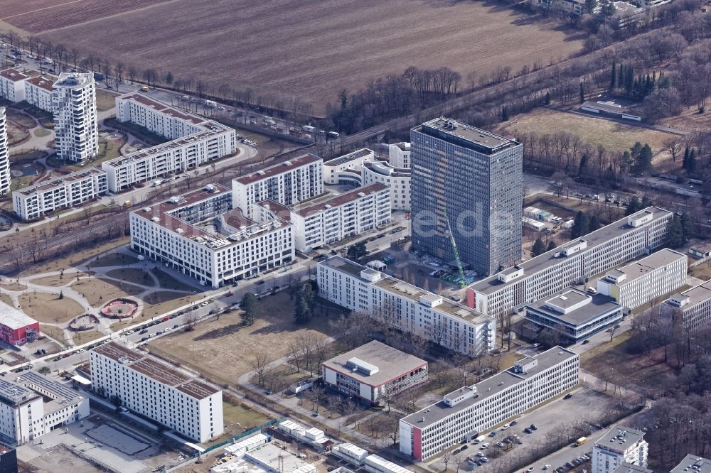 Luftbild München - South One, ehemaliges Siemens Hochhaus Gebäude in München Obersendling im Bundesland Bayern