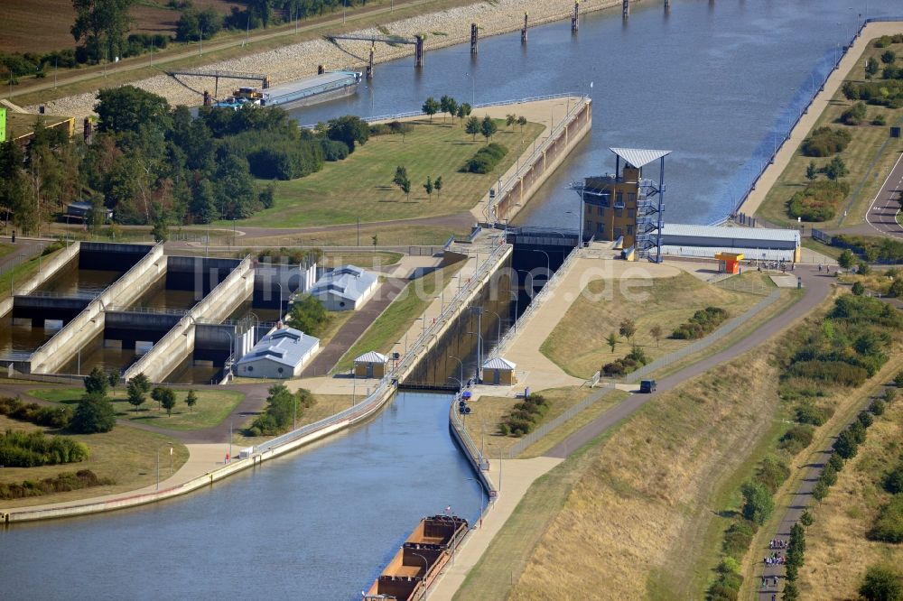 Luftbild Magdeburg - Sparschleuse Rothensee am Wasserstraßenkreuz Magdeburg in Sachsen-Anhalt