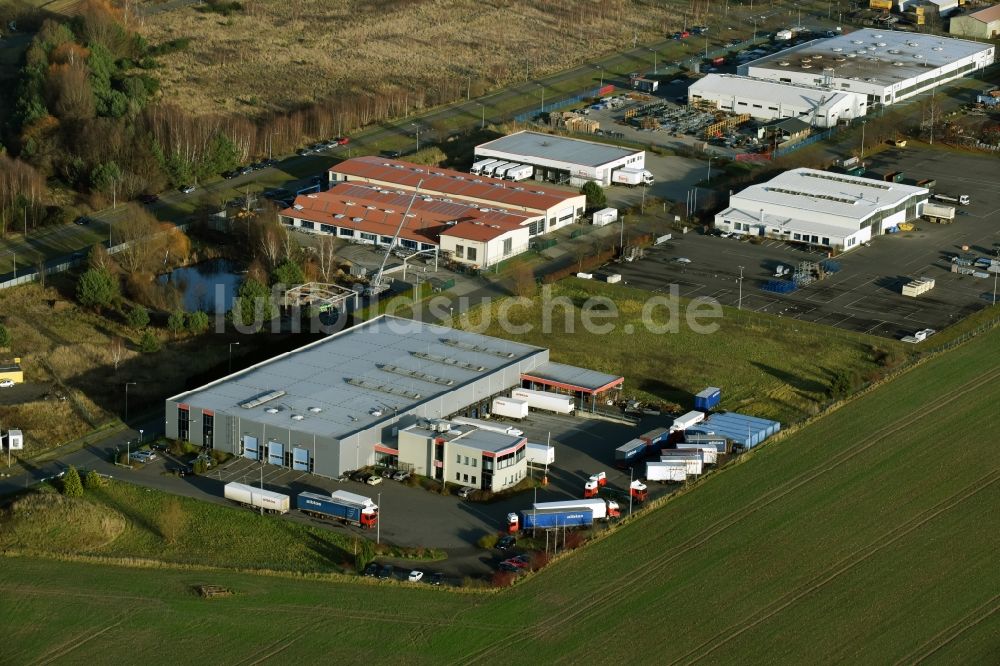 Jacobsdorf aus der Vogelperspektive: Speditions- Gebäude der Logistik- und Transportfirma Alblas international Transport in Jacobsdorf im Bundesland Brandenburg