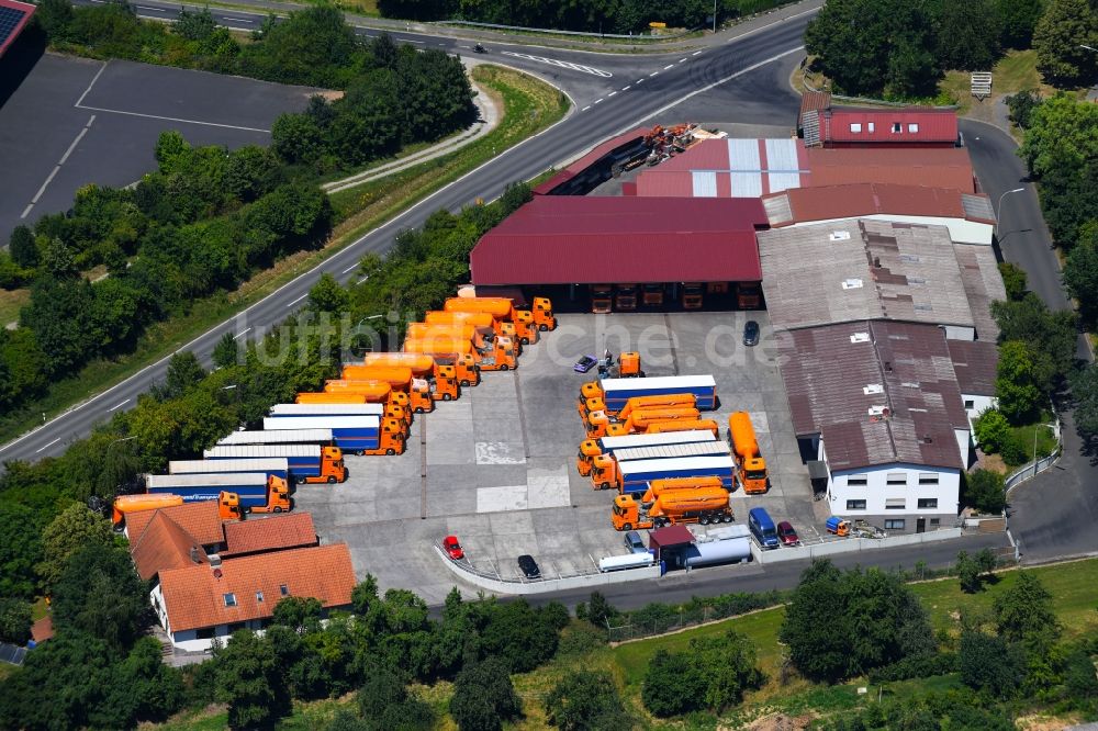 Werneck von oben - Speditions- Gebäude der Logistik- und Transportfirma Eichelmann Transporte in Werneck im Bundesland Bayern, Deutschland