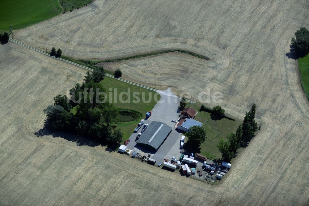 Luftaufnahme Broderstorf - Speditions- Gebäude der Logistik- und Transportfirma Marco Welte Schausteller in Broderstorf im Bundesland Mecklenburg-Vorpommern