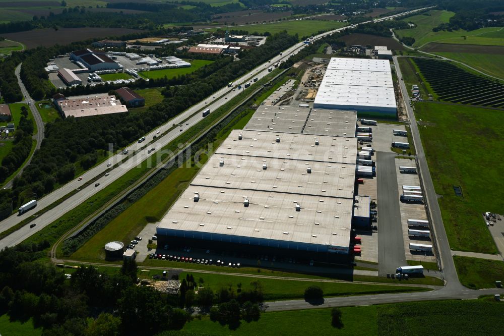 Bollberg aus der Vogelperspektive: Speditions- Gebäude der Logistik- und Transportfirma der BR Rigterink Logistik GmbH & Co. KG in Bollberg im Bundesland Thüringen, Deutschland