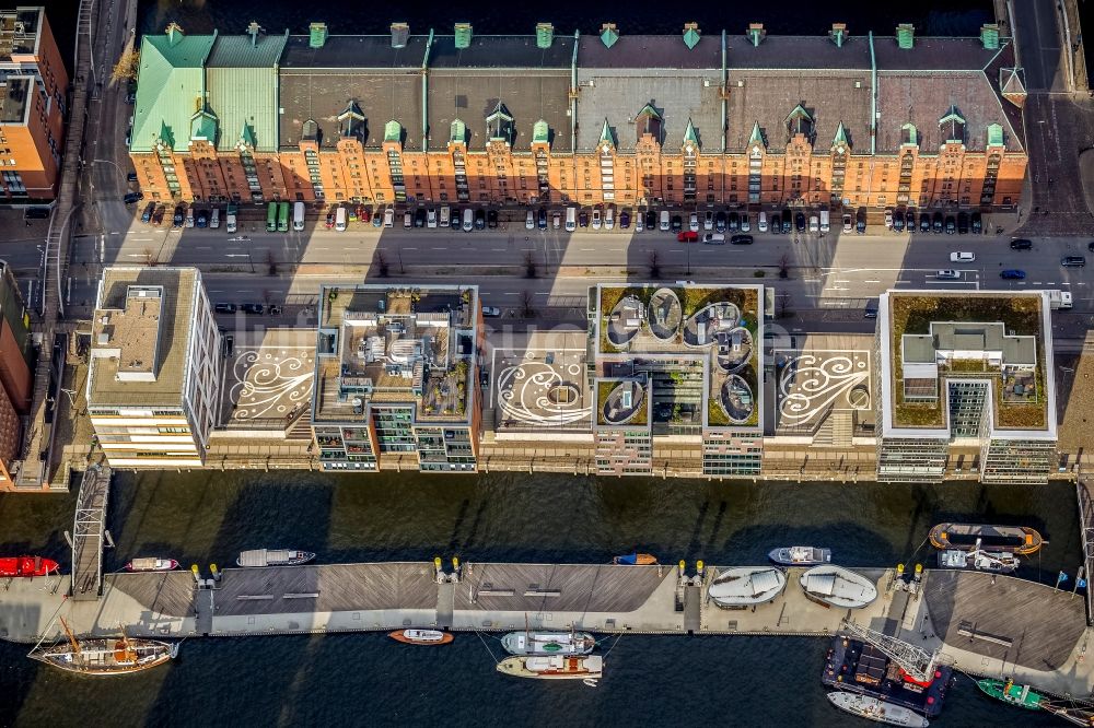 Hamburg aus der Vogelperspektive: Speicherstadt in der Straße Am Sanddornkai mit dem Kesselhaus in Hamburg