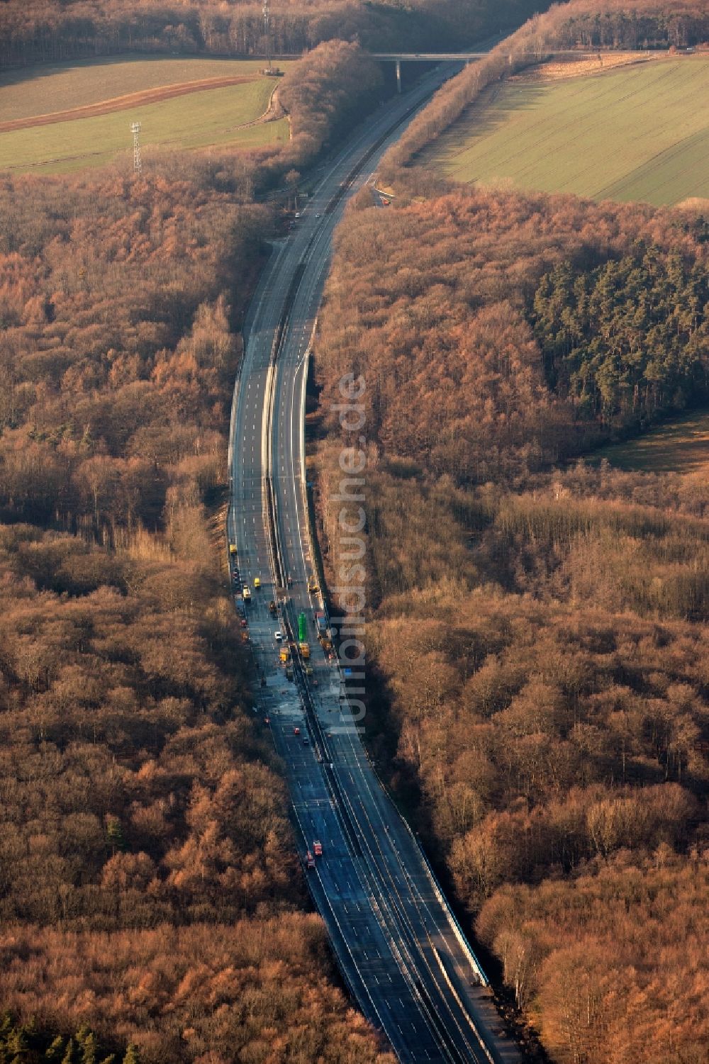 Herdecke aus der Vogelperspektive: Sperrung der A45 Sauerlandlinie in Herdecke im Bundesland Nordrhein-Westfalen