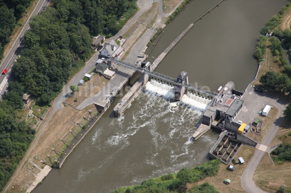 Luftaufnahme Nassau - Sperrwerk- Schleusenanlagen der Lahn in Nassau im Bundesland Rheinland-Pfalz, Deutschland