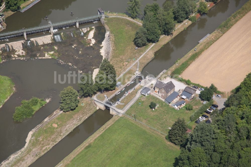 Luftaufnahme Seelbach - Sperrwerk- Schleusenanlagen der Schleuse Hollerich in Seelbach im Bundesland Rheinland-Pfalz, Deutschland