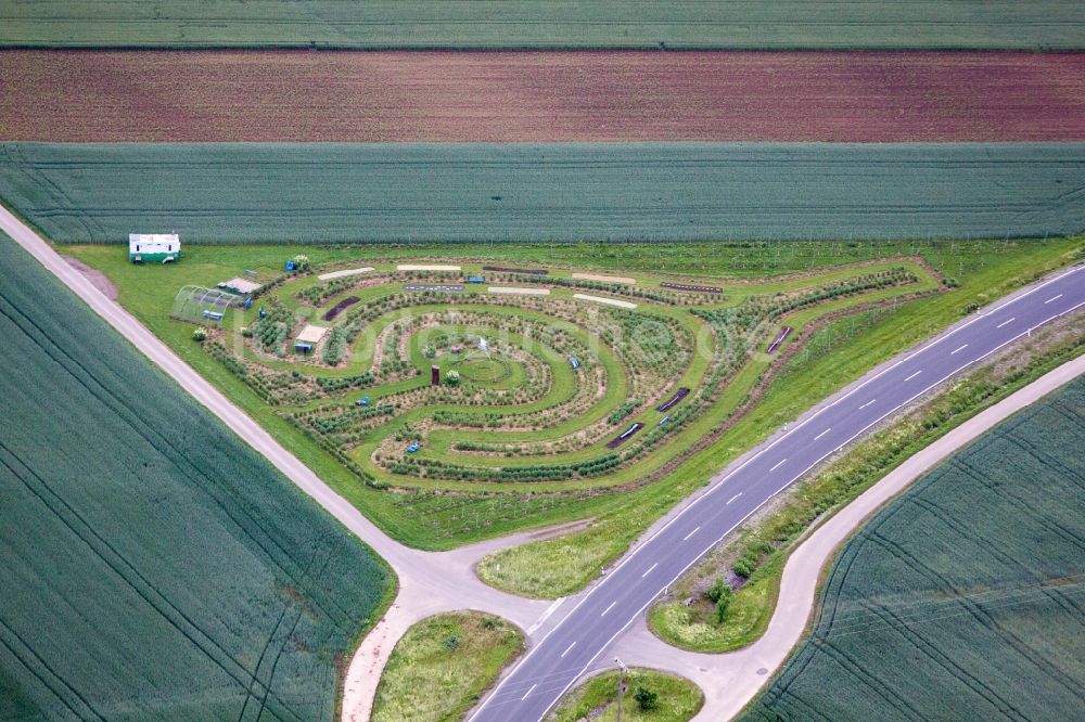 Luftbild Bergrheinfeld - Spirale zur Gemüsezucht in Bergrheinfeld im Bundesland Bayern