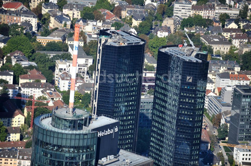 Frankfurt am Main von oben - Spitze des Main Tower , dem Hochhaus der HELABA Landesbank Hessen in Frankfurt am Main