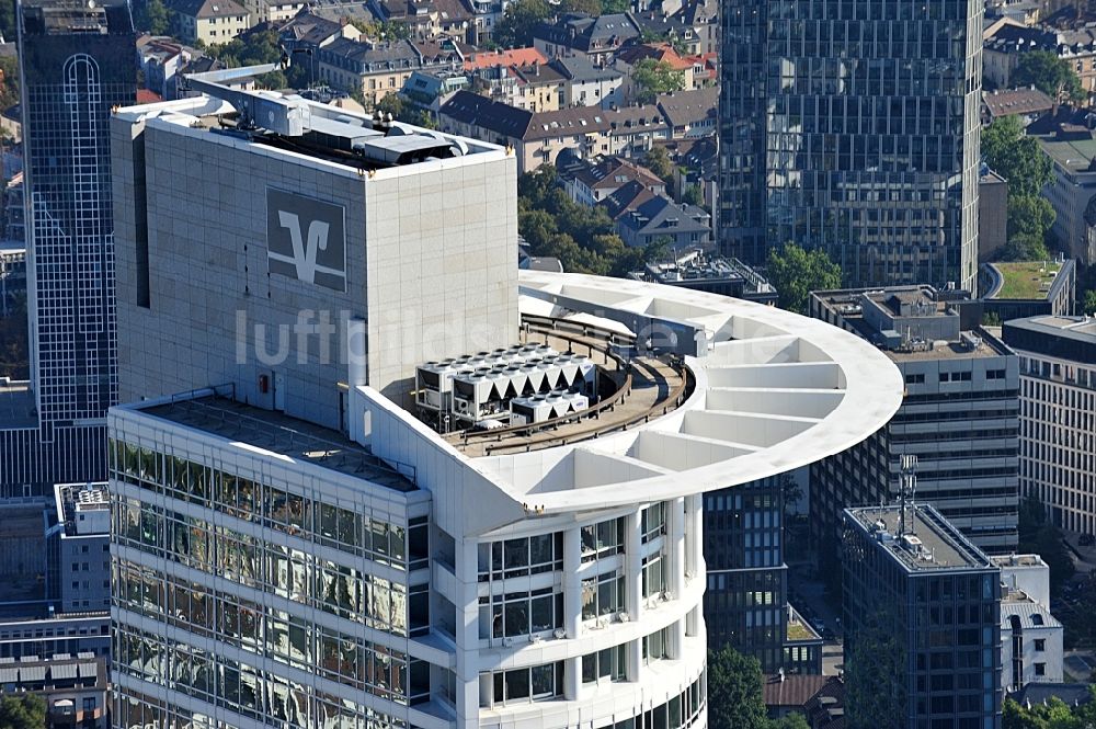 Luftaufnahme Frankfurt am Main - Spitze des Westend Tower , dem Hochhaus der DZ Bank in Frankfurt am Main