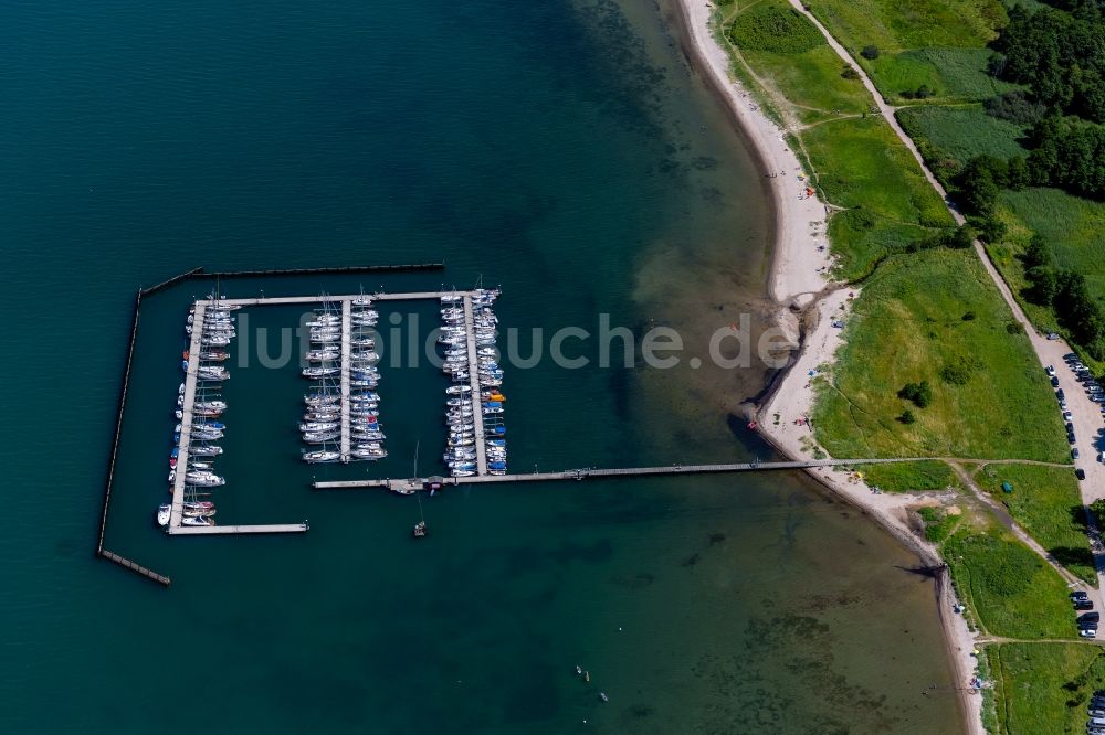 Luftaufnahme Bockholmwik - Sport- und Segelboot - Anlegestelle Yachthafen Bockholmwik in Munkbrarup im Bundesland Schleswig-Holstein, Deutschland