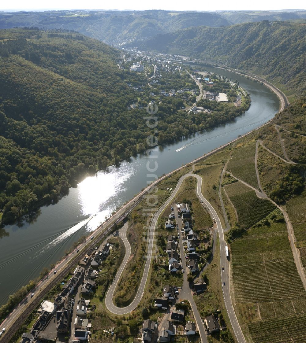 Luftbild Cochem - Sportbootfahrt auf der Mosel bei Cochem im Bundesland Rheinland-Pfalz
