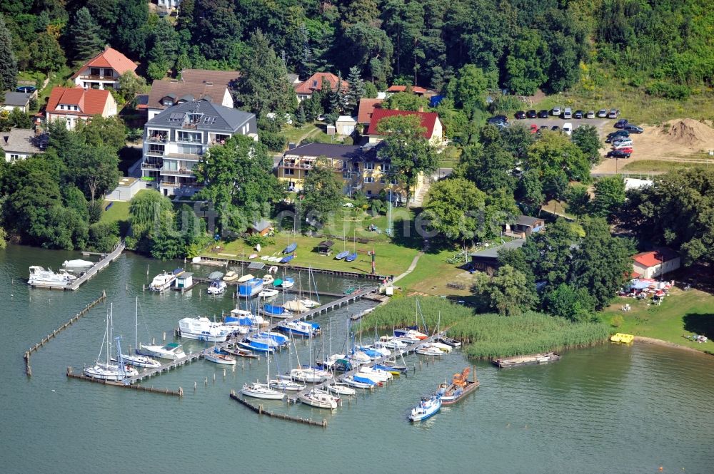 Luftbild Diensdorf-Radlow - Sportboothafen am Ufer des Scharmützelsees in Diensdorf-Radlow im Bundesland Brandenburg