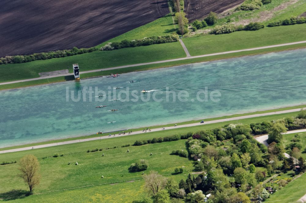 Oberschleißheim aus der Vogelperspektive: Sportgelände Regattaanlage des Leistungszentrum für Rudern und Kanu in Oberschleißheim im Bundesland Bayern, Deutschland