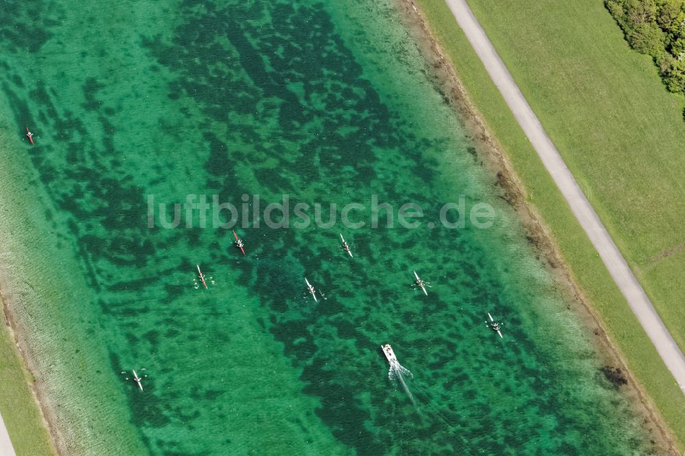 Oberschleißheim aus der Vogelperspektive: Sportgelände Regattaanlage des Leistungszentrum für Rudern und Kanu in Oberschleißheim im Bundesland Bayern, Deutschland