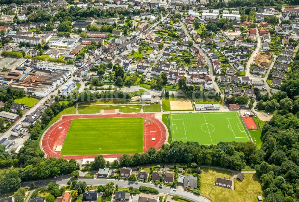 Gevelsberg von oben - Sportplatz- Fussballplatz entlang der Nelkenstraße im Ortsteil Klostermark in Gevelsberg im Bundesland Nordrhein-Westfalen - NRW, Deutschland