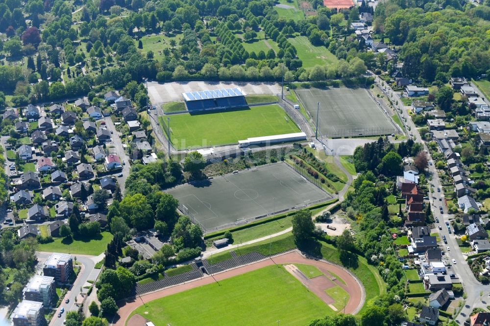 Luftaufnahme Kleve - Sportplatz- Fussballplatz des FC Kleve 1863/1903 an der Welbershöhe in Kleve im Bundesland Nordrhein-Westfalen, Deutschland