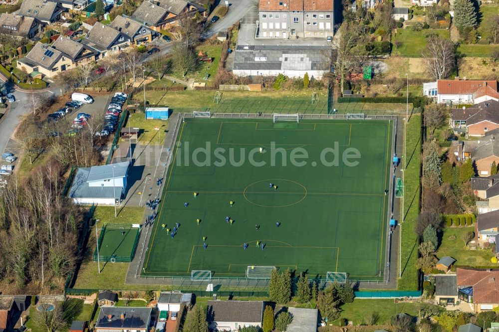 Luftbild Bönen - Sportplatz- Fussballplatz am Meereweg im Ortsteil Nordbögge in Bönen im Bundesland Nordrhein-Westfalen, Deutschland